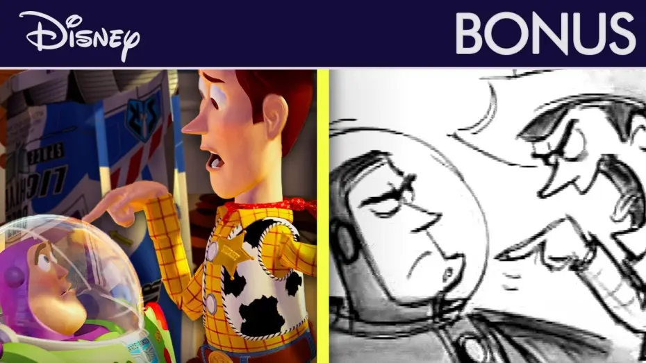 Watch film Toy Story | Toy Story C&ocirc;te &agrave; C&ocirc;te | Sc&egrave;ne &laquo; Tomber avec panache &raquo; | Storyboards vs Film