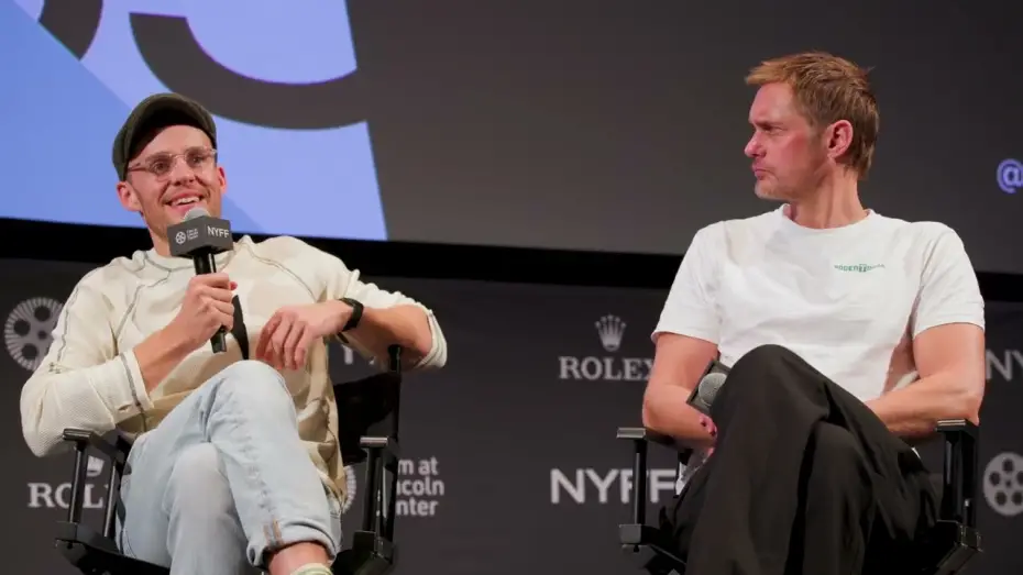 Watch film Pillion | Harry Lighton and Alexander Skarsg&aring;rd on Pillion