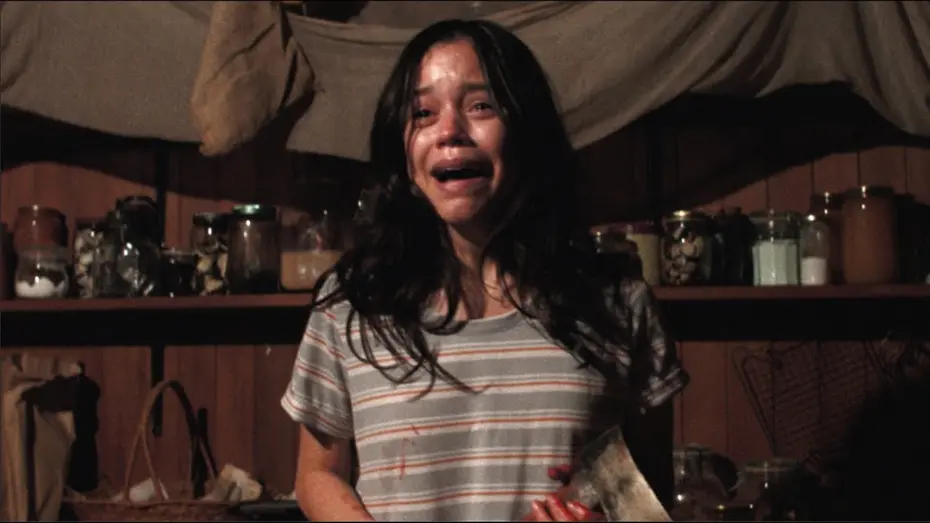 Watch film X | Lorraine (Jenna Ortega) tries to escape